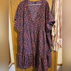 SHEIN Curve Purple Dress with Pink & Orange Floral Print Sz - 7x